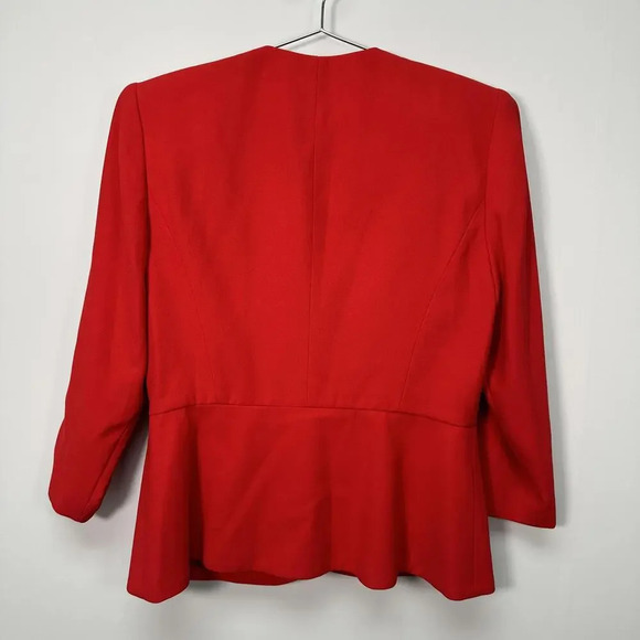 Vintage 80s Red Peplum Christmas Blazer 8P - Picture 2 of 5